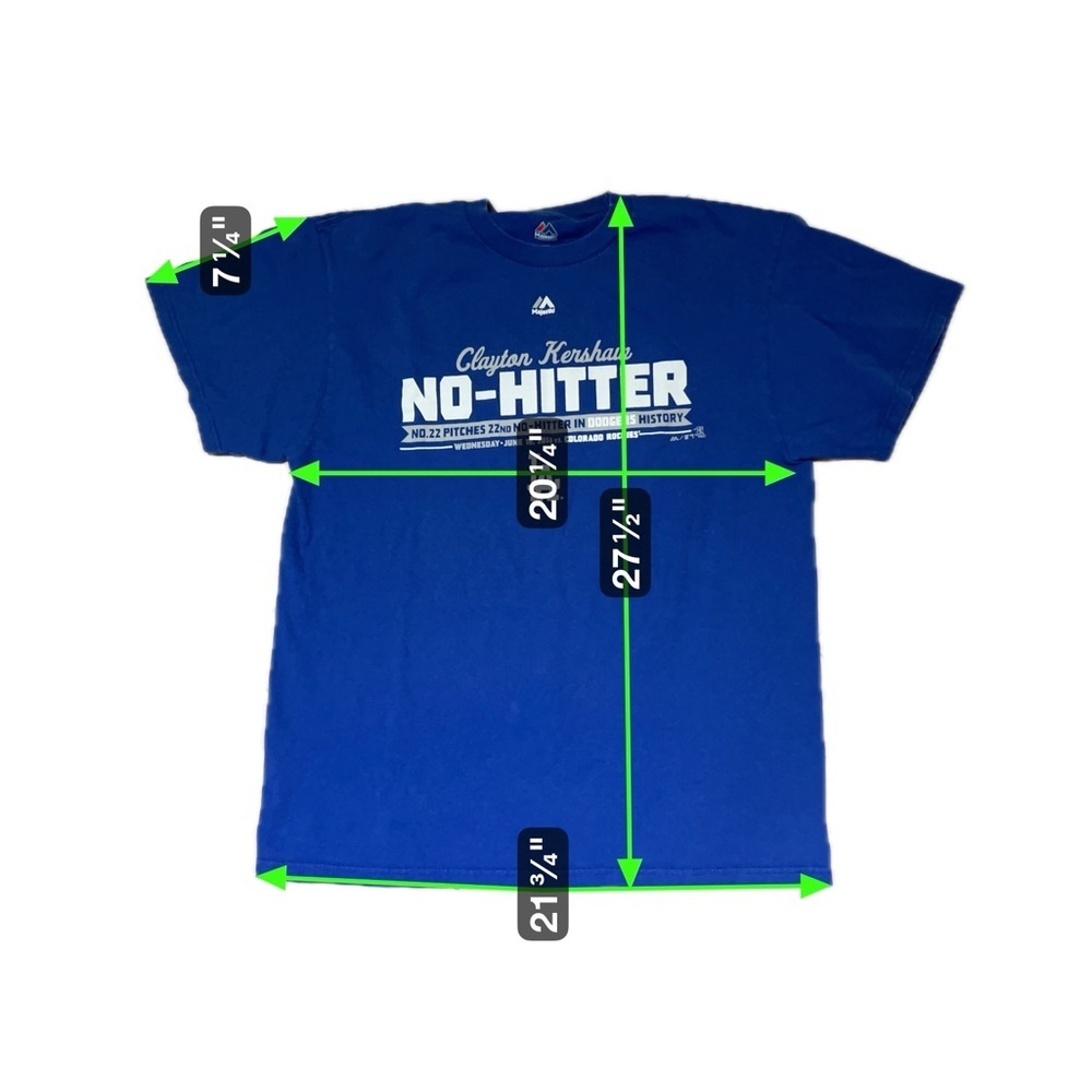 Los Angeles Dodgers T-Shirt Men's Large Blue MLB Clayton Kershaw No-Hitter 2014 - Picture 4 of 6